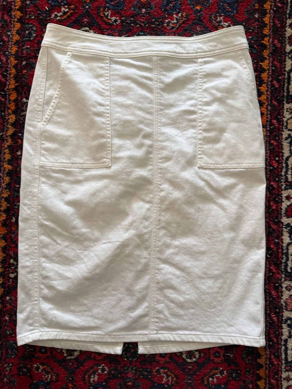 Lands' End White Pencil Skirt with Front Patch Pockets